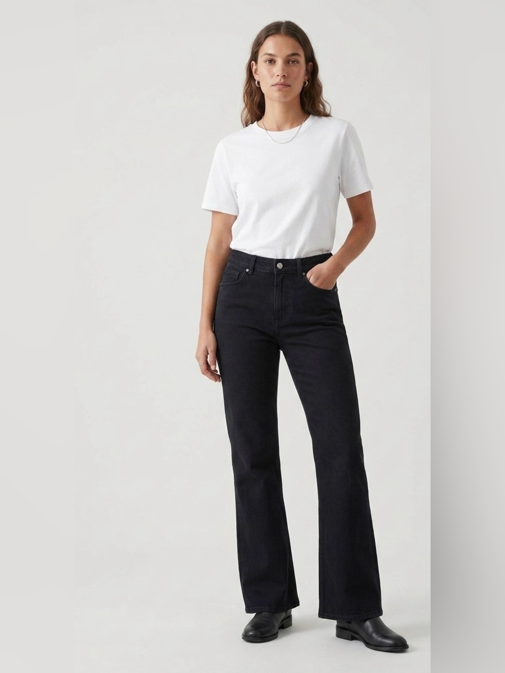 COS Black 100% cotton High-Rise Relaxed Flare Jeans - Size 26”